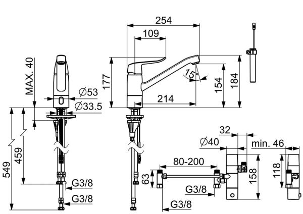 Hansa Hansacare Hybrid Spültisch-Elektronik-Einlochbatterie, Batteriebetrieb, chrom