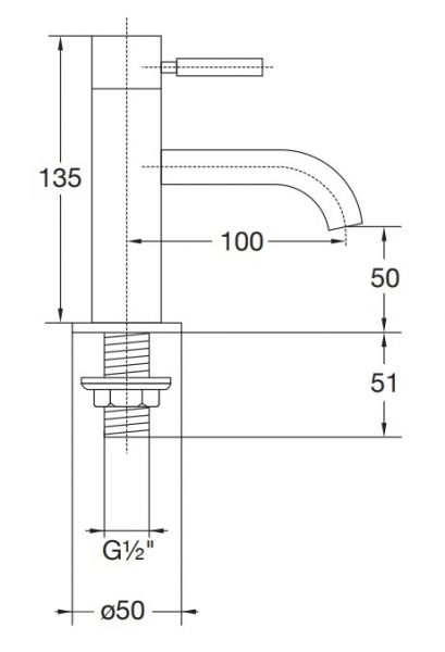 Steinberg Serie 100 Waschtischarmatur für Kaltwasser, Ausladung 100mm