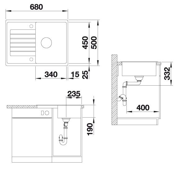 Blanco Zia 45 S Compact Granitspüle SILGRANIT®, ohne Ablauffernbedienung