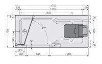 Vorschau: Artweger Artlift mit Hebesitz, Duschbadewanne mit Wannentür 170x75cm, weiß links