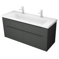 Villeroy&Boch Subway 3.0 Doppelwaschtisch 130cm mit LED-Waschtischunterschrank 4 Auszüge graphite