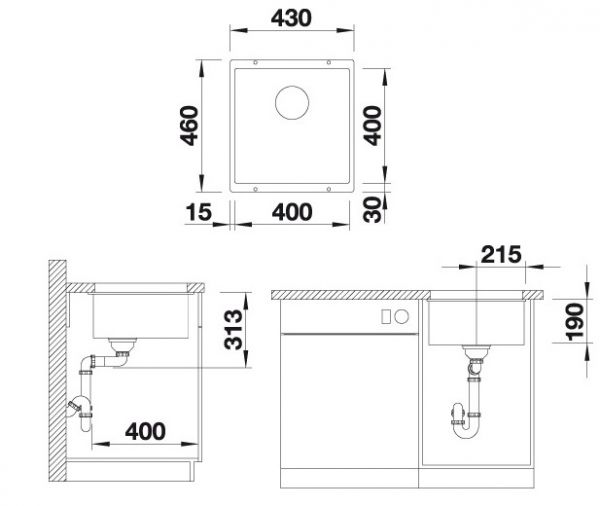 Blanco Subline 400-U Granitspüle SILGRANIT®