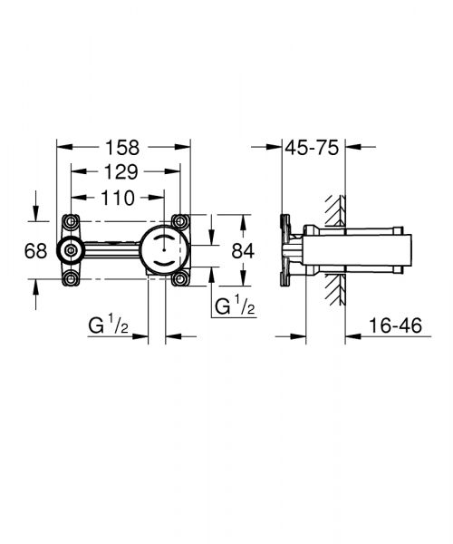 Grohe Einhand Unterputz-Universal-Einbaukörper für 2-Loch Armaturen