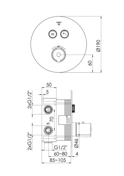 Steinberg Serie 390 Fertigmontageset für Unterputzthermostat