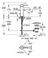 Vorschau: Grohe Essence Waschtischbatterie mit Ablaufgarnitur S-Size, wassersparend