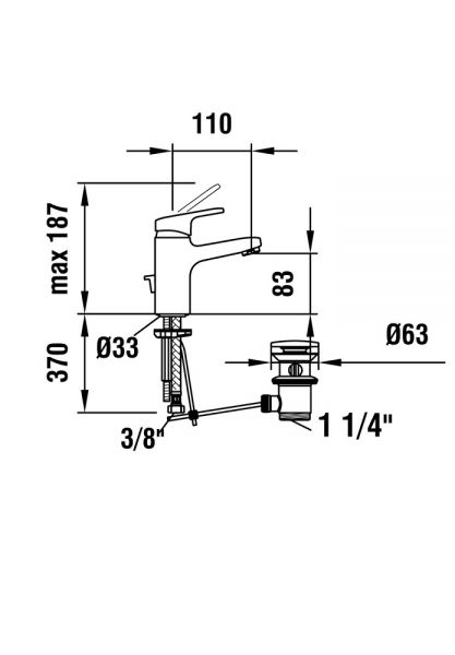 Laufen Citypro Einhand-Waschtischmischer mit Ablaufventil, Ausladung 110mm, chrom H3119510041111_1