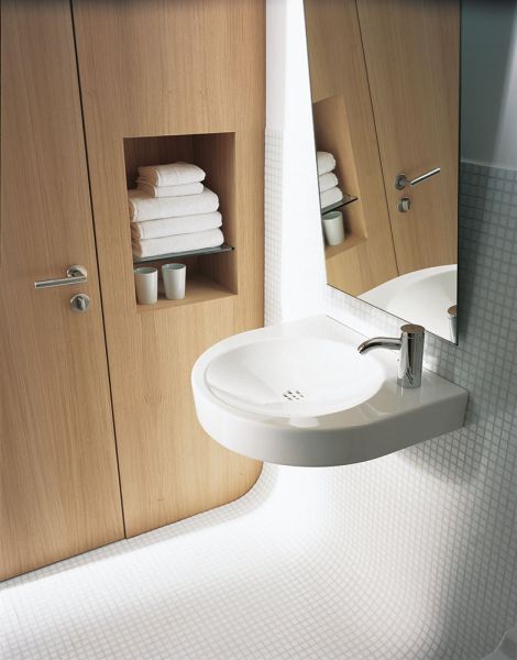 Duravit Architec Waschtisch halbrund 57,5x52cm, Hahnloch rechts, mit keramischem Ablaufsieb, weiß