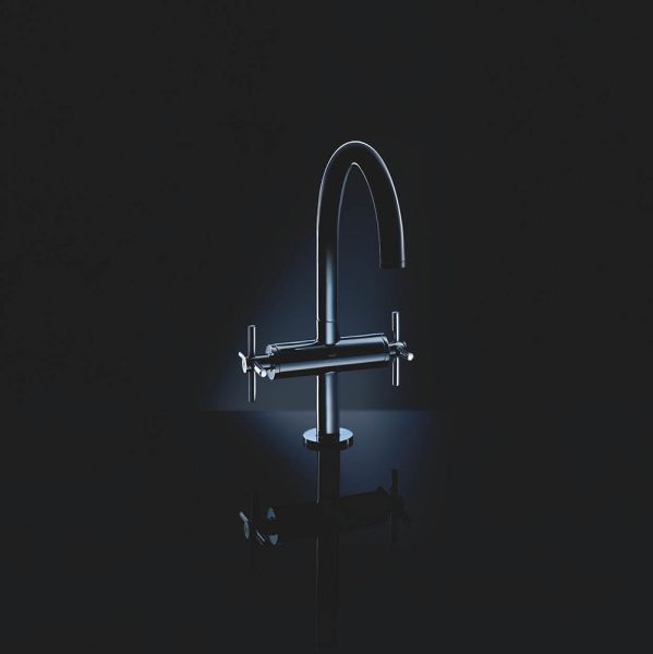 Grohe Atrio 2-Griff-Waschtischmischer L-Size mit Kreuzgriffen, Push-Open, wassersparend, chrom 21144000