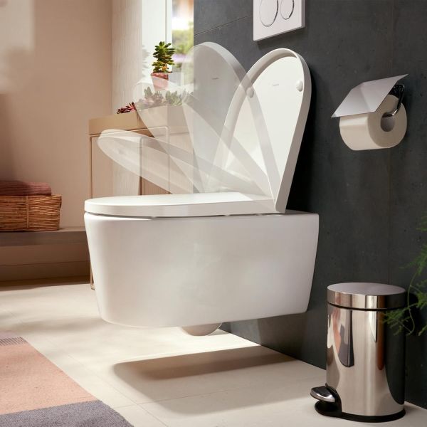 Hansgrohe EluPura S Wand WC Set, AquaChannel Flush, WC-Sitz mit SoftClose und QuickRelease, weiß