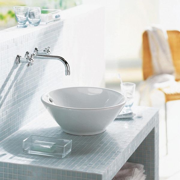 Duravit Bacino Aufsatzbecken Ø42cm rund, mit Überlauf, ohne Hahnloch, weiß 0325420000