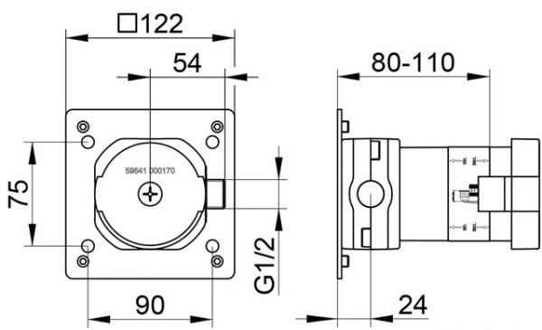 Keuco IXMO UP Funktionseinheit für Absperrventil mit Schlauchanschluss DN 15