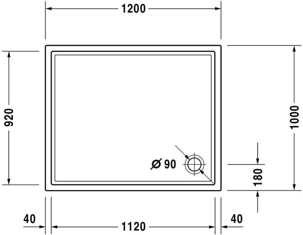 Duravit Starck Slimline Duschwanne rechteckig 100x120cm, Sanitäracryl, weiß