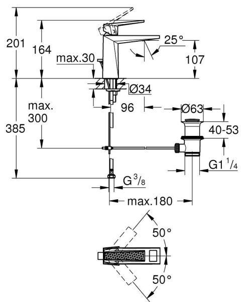 Grohe Allure Brilliant Einhand-Waschtischbatterie M-Size mit Rändelstrukturgriff