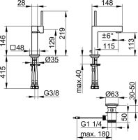 Vorschau: Keuco Edition 90 Square Einhebel-Waschtischmischer 110 ohne Ablaufgarnitur, chrom 59104010100_1