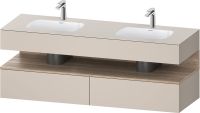 Duravit Qatego Doppelwaschtisch mit Unterschrank 160x55cm in taupe matt, mit offenem Fach in eiche marmoriert QA4797