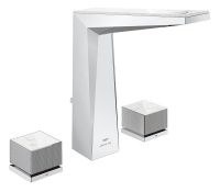 Grohe Allure Brilliant 3-Loch Waschtischarmatur L-Size, mit White Attica Caesarstone Einlagen, chrom 20671000