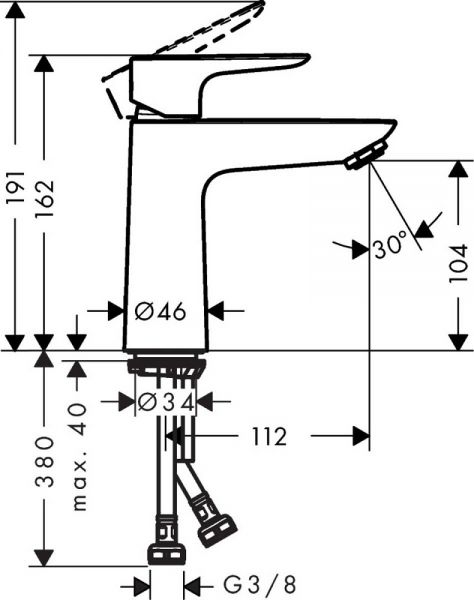 Hansgrohe Talis E Einhebel-Waschtischmischer 110 mit Push-Open Ablaufgarnitur, chrom