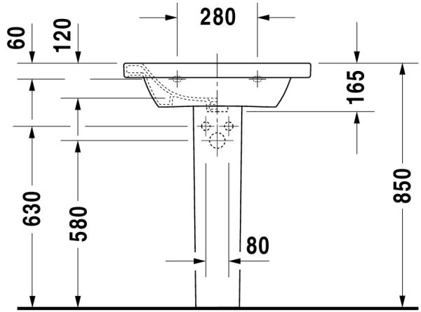 Duravit DuraStyle Waschtisch 65x48cm, mit Überlauf, mit Wondergliss, weiß 23206500001