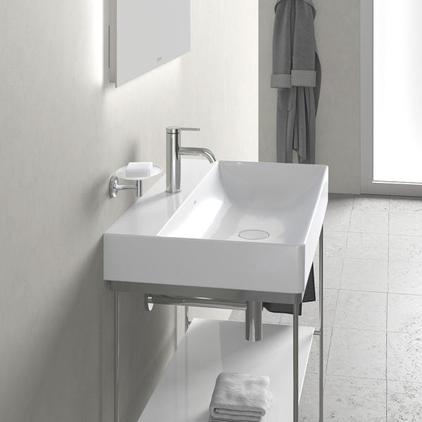 Duravit DuraSquare Waschtisch 80x47cm, ohne Überlauf, mit Wondergliss, mit nicht verschließbarem Ablaufventil, weiß 23538000411