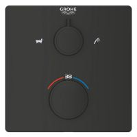 Vorschau: Grohe Grohtherm Thermostat-Wannenbatterie mit integrierter 2-Wege-Umstellung, eckig, matt black