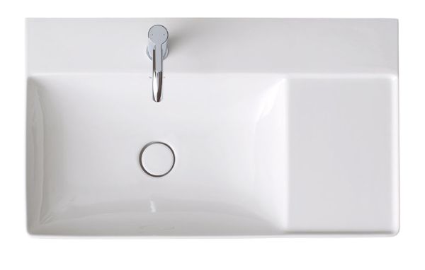 Duravit DuraSquare Waschtisch rechteckig 80x47cm, mit Hahnloch, WonderGliss, Becken links, geschliffen, weiß 23488000711