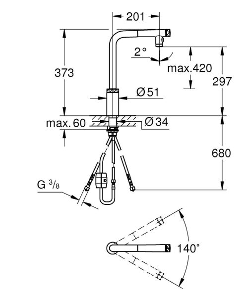 Grohe Minta SmartControl Spültischbatterie mit herausziehbarer Dual Spülbrause