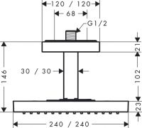 Vorschau: Axor ShowerCollection 24x24 1jet Kopfbrause mit Deckenanschluss