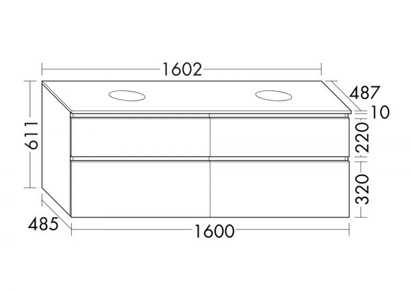 Burgbad Lin20 Waschtischunterschrank 160cm mit Konsolenplatte, 4 Auszüge, wandhängend SGIH160F5351