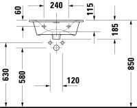 Vorschau: Duravit Viu Handwaschbecken rechteckig 53x43cm, mit Ablaufventil, 1 Hahnloch und Überlauf, WonderGliss, weiß 23445300001