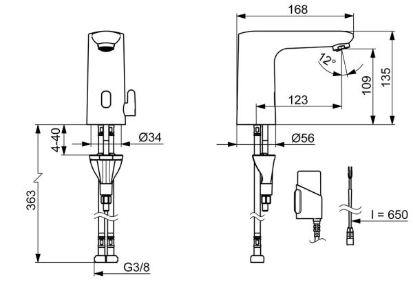 Hansa Hansaelectra Digital Infrarot-Waschtischarmatur Batteriebetrieb, chrom