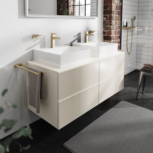 Hansgrohe Xevolos E Unterschrank 137cm für Aufsatzwaschtisch mit Konsole, 4 Schubkästen, sandbeige matt sandbeige metallic 54197790