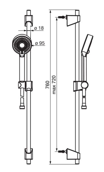 Hansa Hansabasicjet Wandstangen-Set 720mm, 3-strahlig, chrom