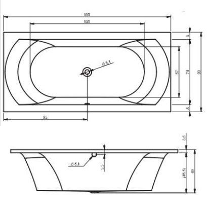 RIHO Easypool 3.1 Lima Rechteckwanne 190x90cm elektronische Bedienung, weiß