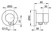 Vorschau: Keuco IXMO 3-Wege Ab- u. Umstellventil rund m. Schlauchanschluss u. Griff Comfort