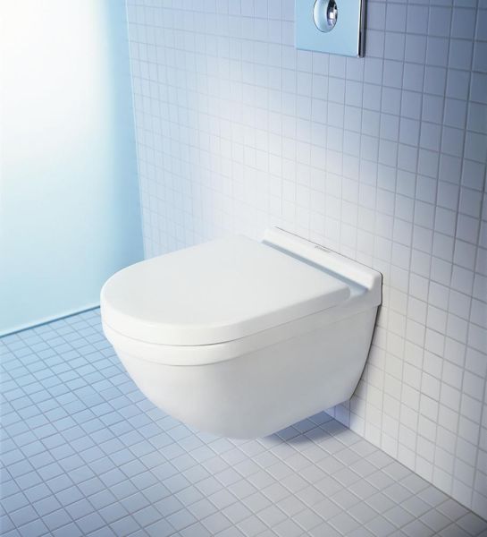 Duravit Starck 3 Wand-WC Set inkl. WC-Sitz mit Absenkautomatik, 54x37cm, oval, rimless, weiß 45270900A1