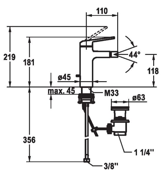 KWC DOMO 6.0 Einhand-Bidetmischer mit Ablaufgarnitur, chrom