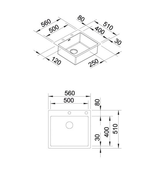 Blanco Claron 500-IF/A Edelstahlspüle mit Ablauffernbedienung PushControl®, edelstahl