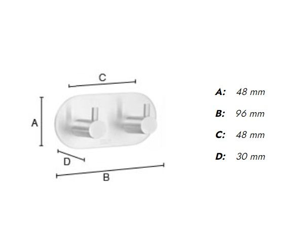 Smedbo Round Design selbstklebender Doppel-Haken, edelstahl gebürstet