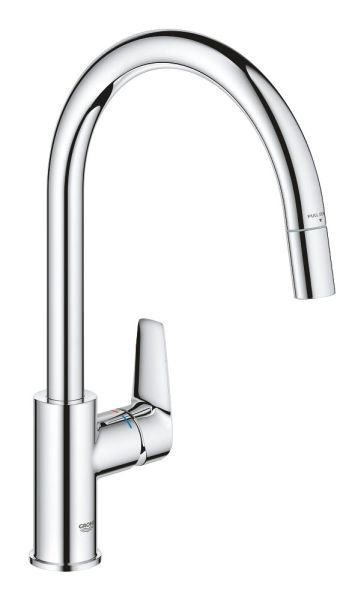 Grohe BauEdge Einhand-Küchenarmatur mit C-Auslauf, ausziehbar, chrom 30536000