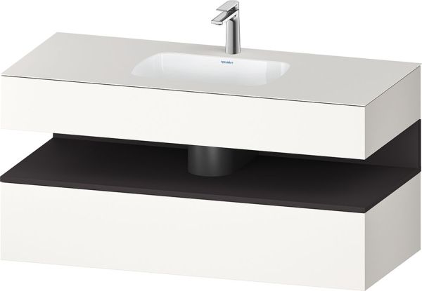 Duravit Qatego Einbauwaschtisch mit Unterschrank 120x55cm in weiß supermatt Antifingerprint, mit offenem Fach in graphit supermatt Antifingerprint QA4787