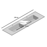 Vorschau: Artelinea Monolite Basin Top Doppelwaschtisch 150x53cm, opalite bianco