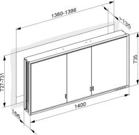 Vorschau: Keuco Royal Lumos Spiegelschrank für Wandeinbau, 3 lange Türen, 140x73,5cm 14316172301