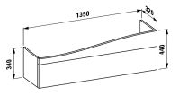 Vorschau: Laufen IL BAGNO ALESSI ONE Waschtischunterbau 1600, 1 Schublade, Siphonausschnitt links, techn.Zeichnung