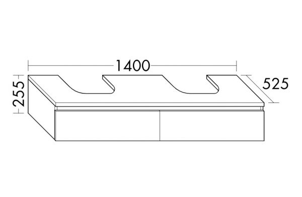 Burgbad Cube Waschtischunterschrank 140x52,5cm für 2 Grohe Cube Waschtische, 2 Auszüge