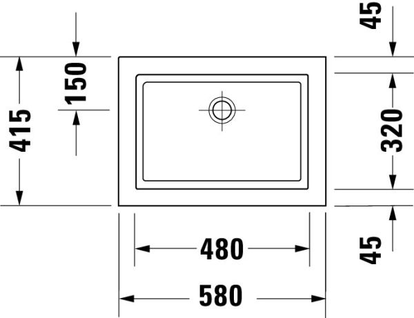 Duravit Universal Aufsatzwaschtisch 58x41,5cm, ohne Überlauf, ohne Hahnloch, WonderGliss, weiß 03175800001