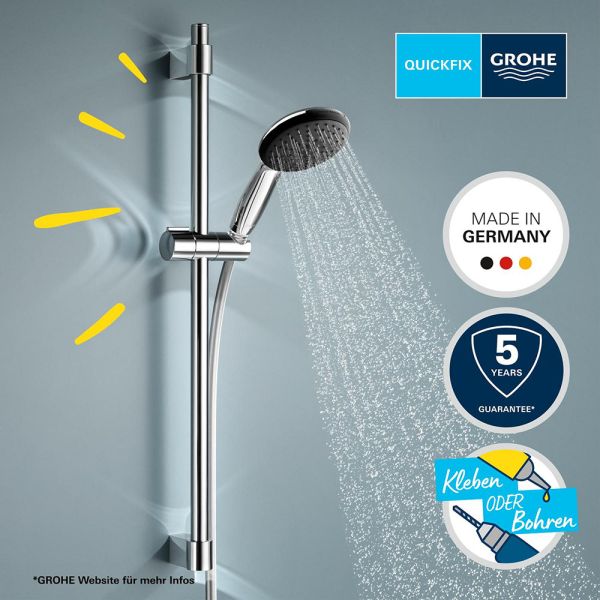 Grohe QuickFix Vitalio Start 110 Brausestangenset wassersparend inkl. Handbrause 2 jet & Schlauch chrom 26951001