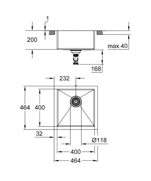 Grohe K700 45-S Unterbau Edelstahlspüle, edelstahl 31578SD1 2