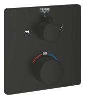 Grohe Grohtherm Thermostat-Wannenbatterie mit integrierter 2-Wege-Umstellung, eckig, matt black 1022112430 