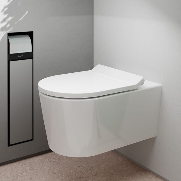 Hansgrohe XtraStoris Rock Einbau Toilettenbürstenhalter mit Papierhalter, befliesbar, schwarz matt 56062670