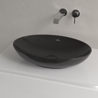 Vorschau: Villeroy&Boch Loop&Friends Aufsatzwaschtisch oval, 56x38cm schwarz matt 4A4700R7 mit Überlauf 4A4701 ohne Überlauf